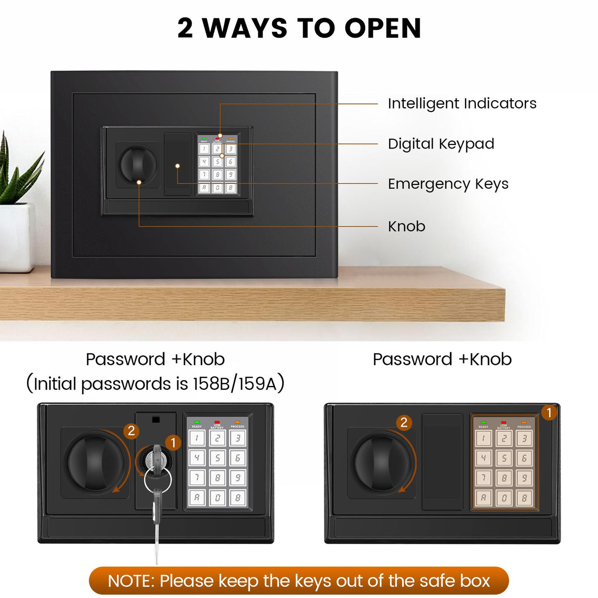 FOWORE Home Safe Box with fireproof bag for documents and valuables