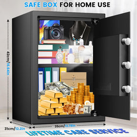 FOWORE Safe Box interior shows fireproof bag pocket.