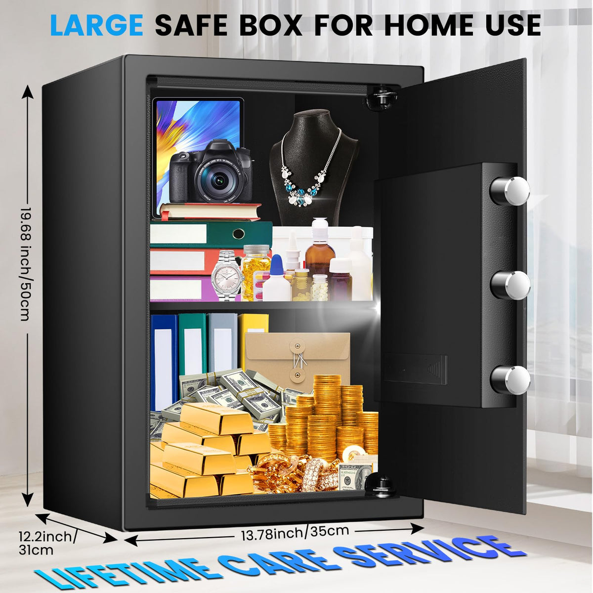 FOWORE Safe Box keypad with spare key design for easy access and backup