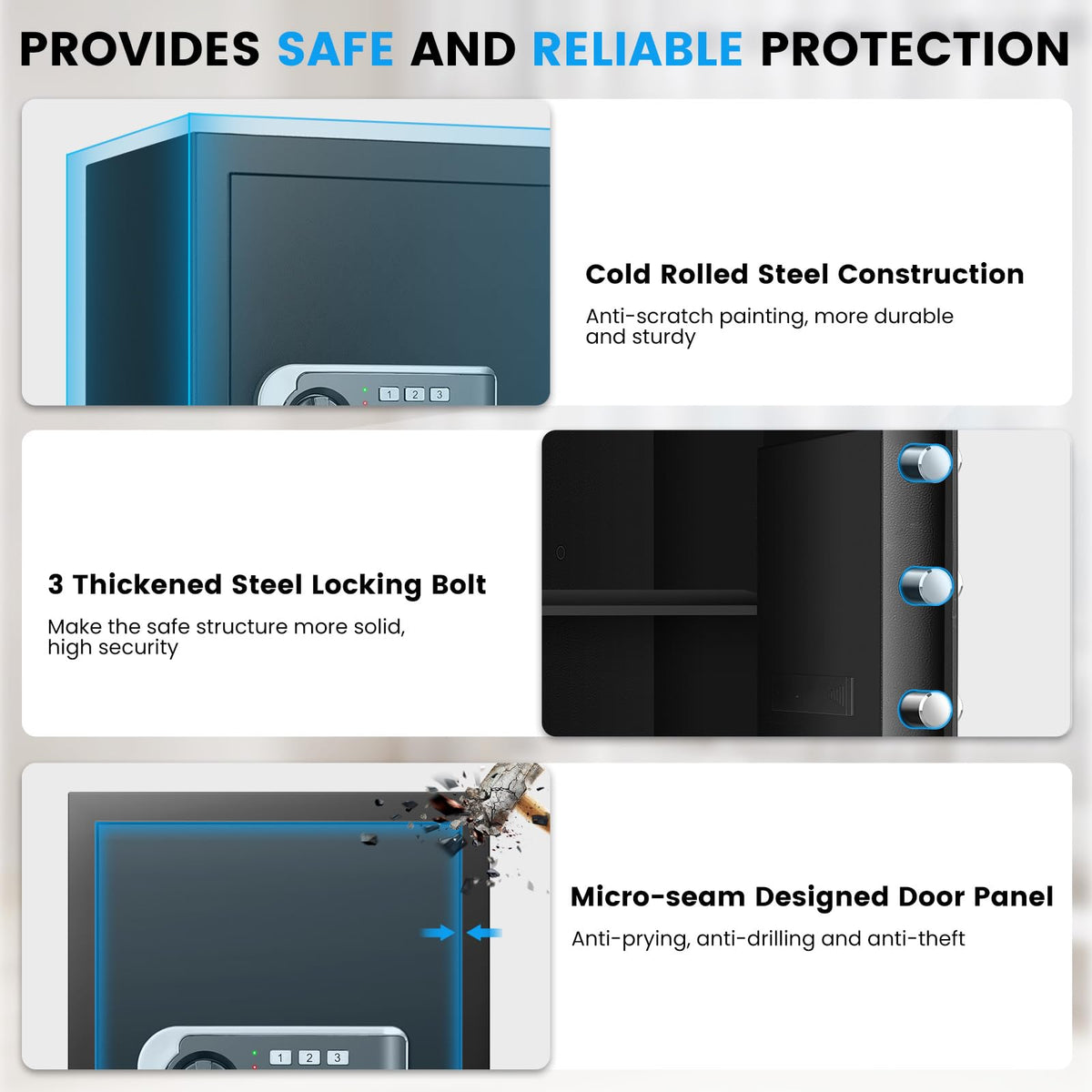 FOWORE Safe Box wall mount ready for secure placement in homes and offices