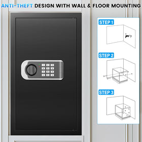 FOWORE safe mounted to wall or floor using predrilled holes