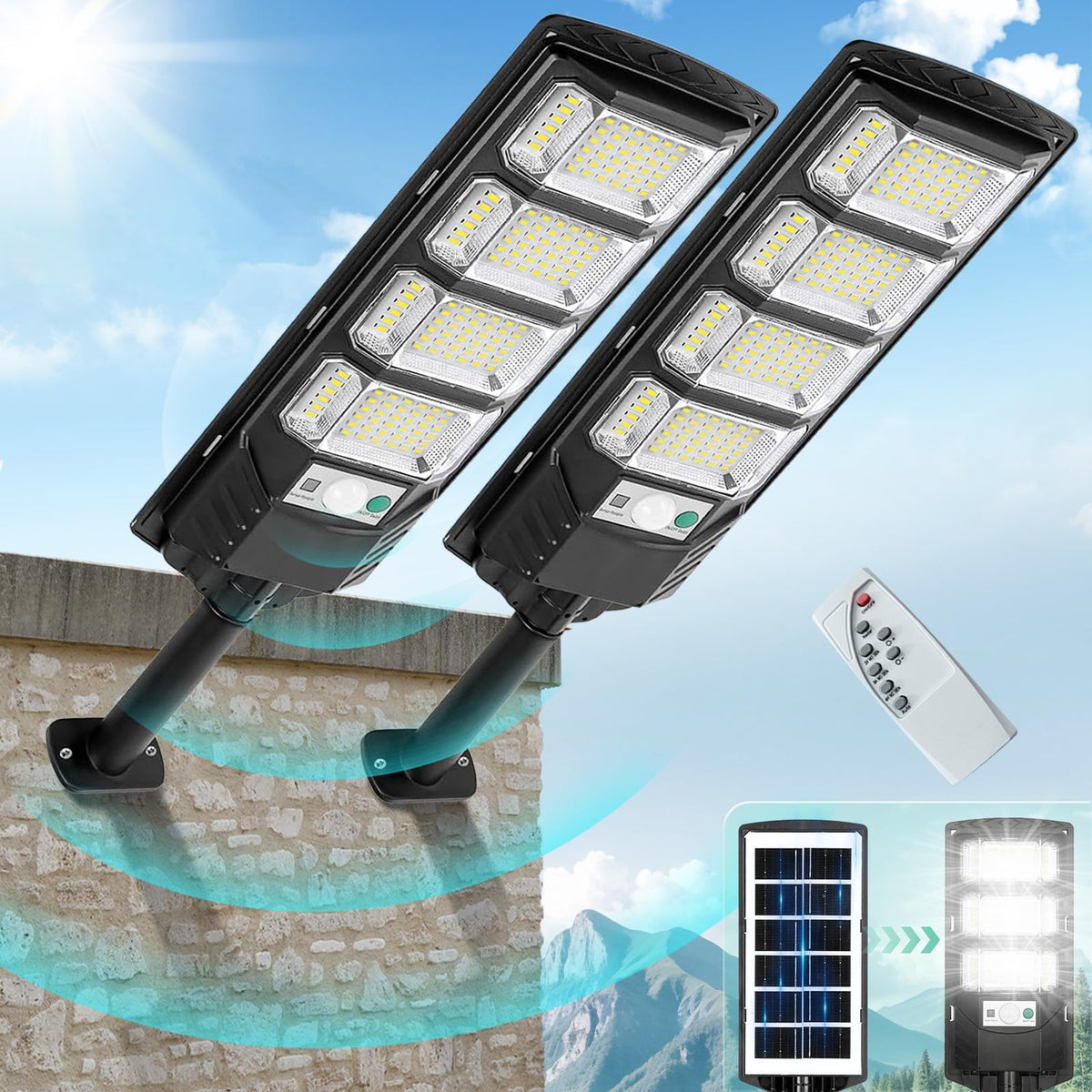 FOWSEEK solar lights outdoor waterproof 2-pack for energy-efficient yard illumination.