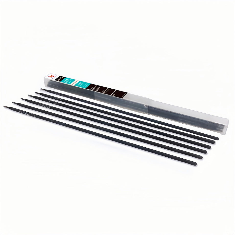 Fox Alloy ENi-CI welding electrodes in a 12-inch package, ideal for cast iron repair