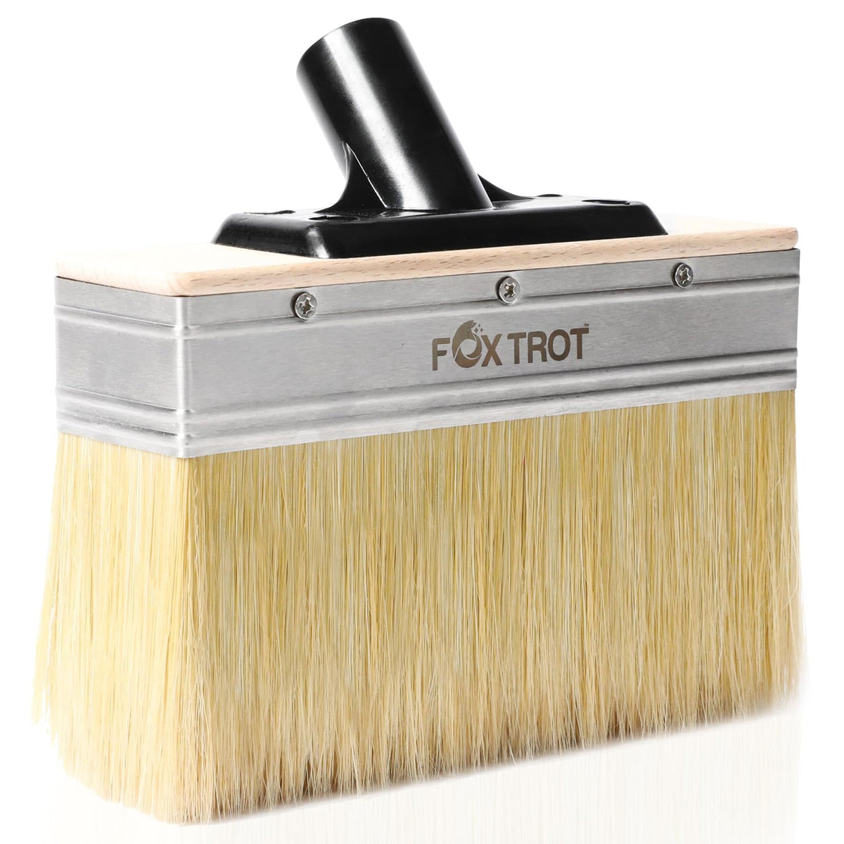 Fox Trot deck stain brush 7-inch in use for quick, even staining on wood