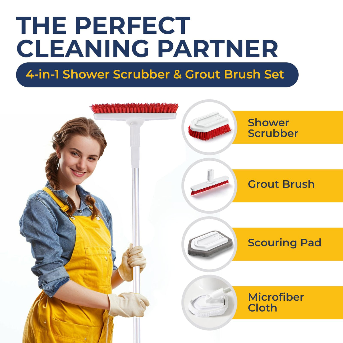 Fox Trot grout brush with stiff bristles removes grime between tiles