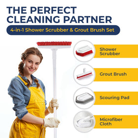 Fox Trot grout brush with stiff bristles removes grime between tiles