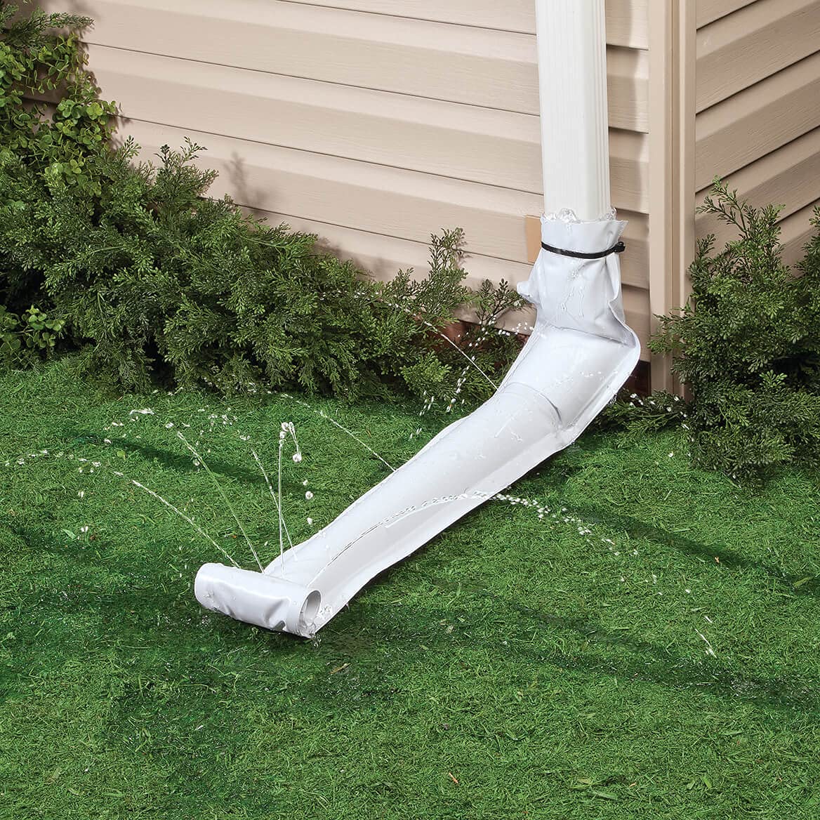 Fox Valley Traders downspout extension features water release holes for gentle drainage.