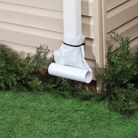 Fox Valley Traders weatherproof vinyl downspout extension stays durable in all seasons.