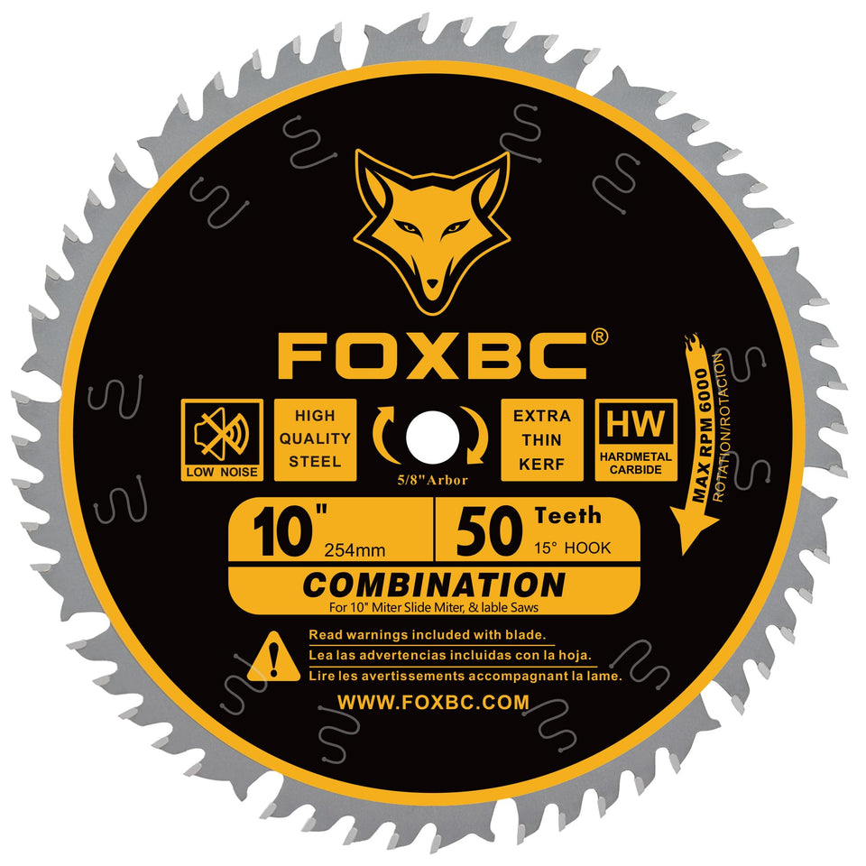 FOXBC 10-Inch blade top view showing compact design for clean wood cuts