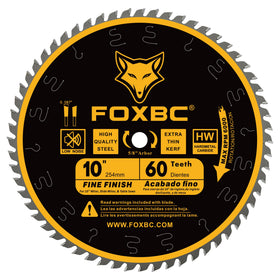 FOXBC 10-Inch Thin Kerf Crosscut Blade close-up for precise, clean cuts