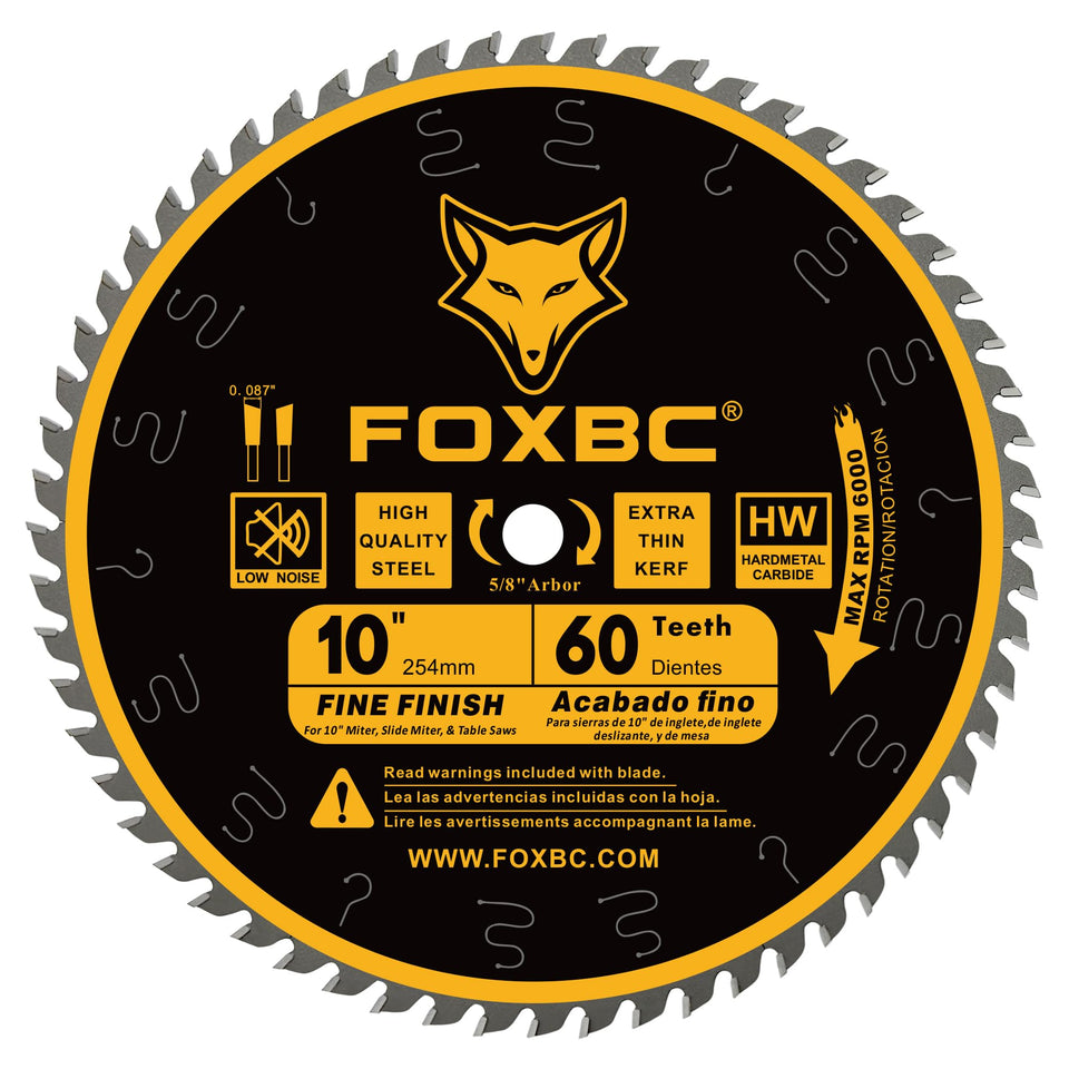 FOXBC 10-Inch Thin Kerf Crosscut Blade close-up for precise, clean cuts