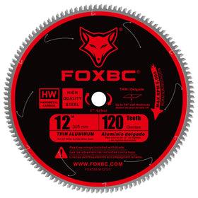 FOXBC 12 inch aluminum saw blade with 120 teeth for clean cuts in non-ferrous metals.