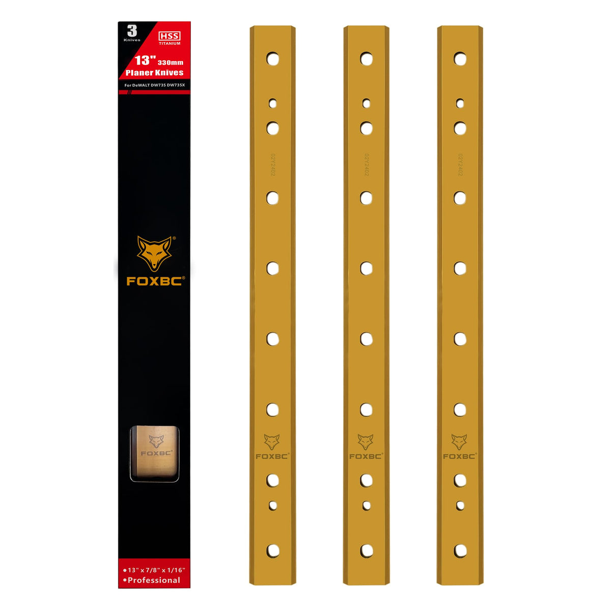 FOXBC 13-inch titanium planer blades for DW735 robust edge for clean cuts