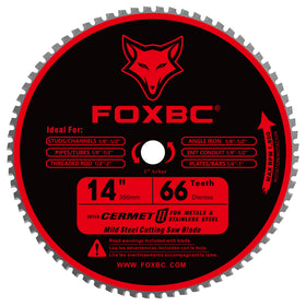 FOXBC 14-inch blade front view with 66 teeth for precise metal cuts