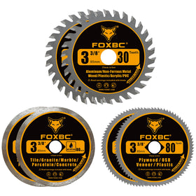 FOXBC 3-3/8-inch blade set packaging shows multi-material versatility for DIY projects.