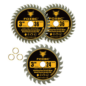FOXBC 3-inch carbide saw blade 24-tooth close-up highlights ultra-thin kerf for cleaner cuts