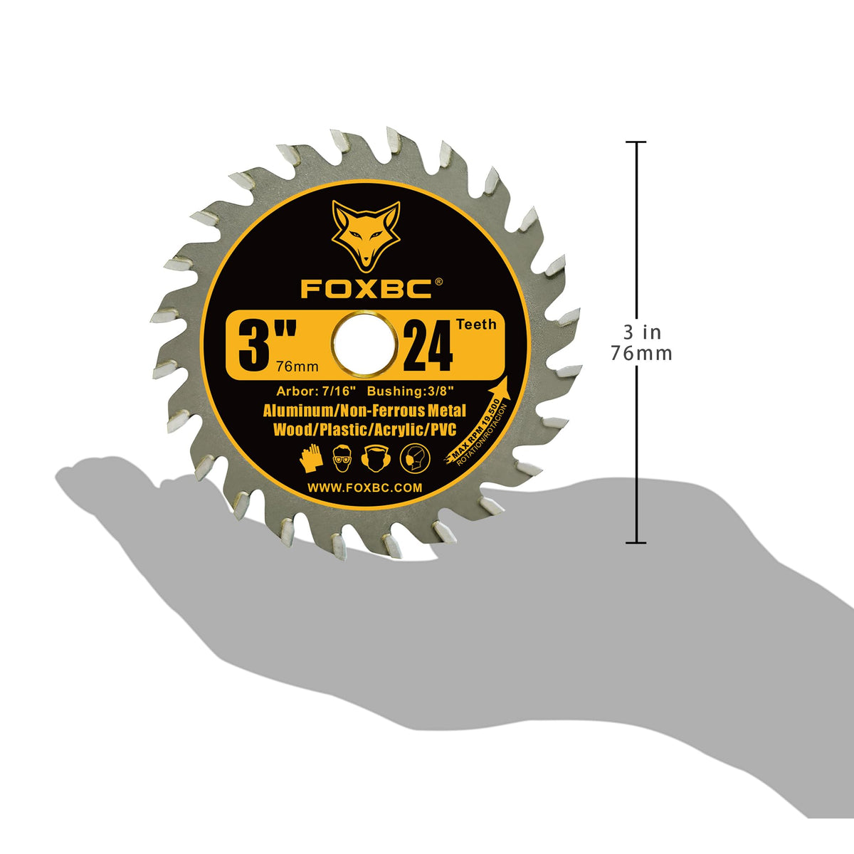 FOXBC 3in circular blade 24T aluminum-cut for metal-friendly cuts
