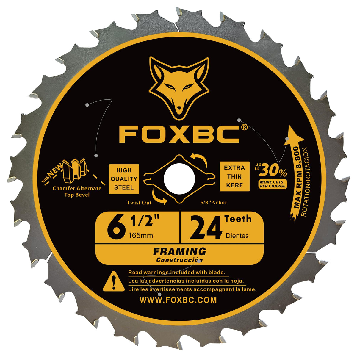 FOXBC 5/8 inch arbor compatible with corded and cordless saws