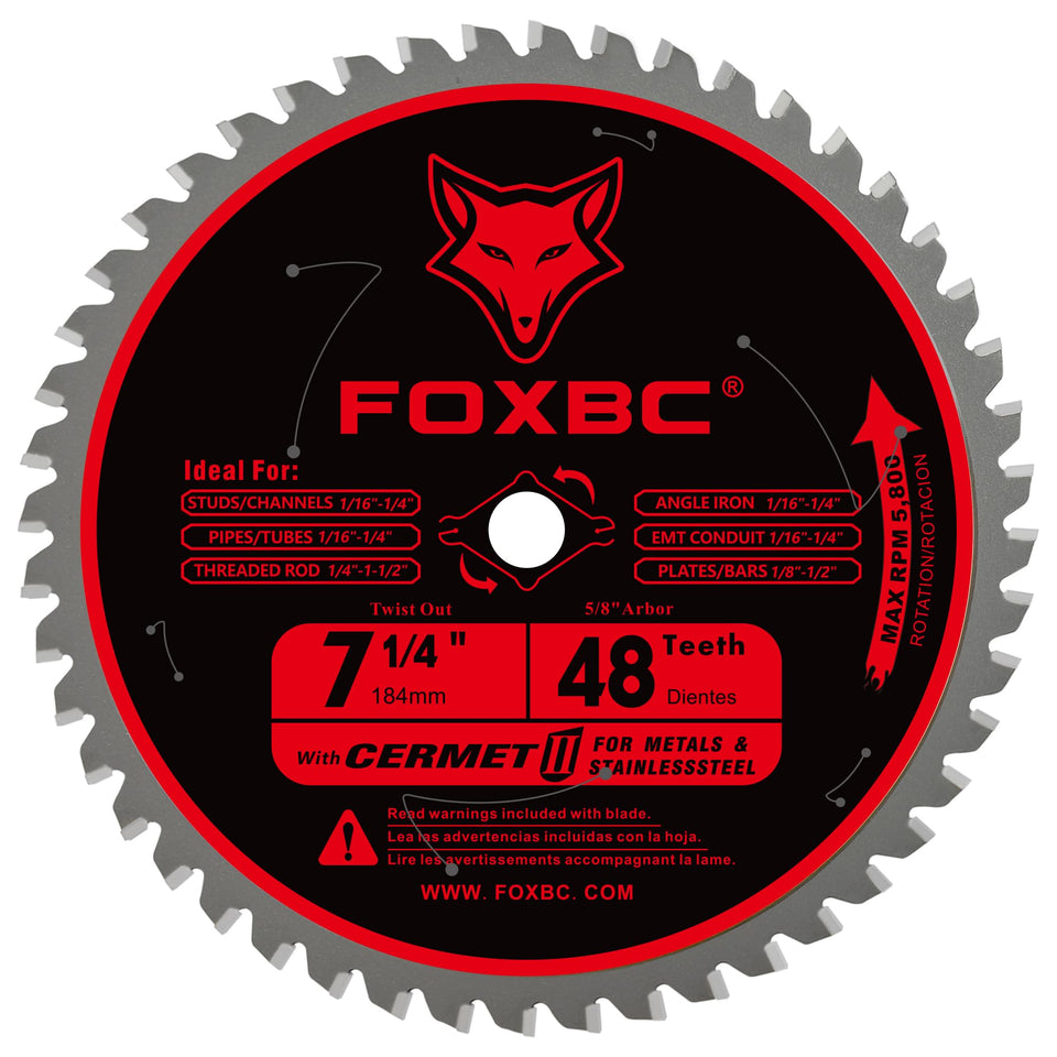 FOXBC 7-1/4 inch blade with cermet carbide teeth for longer life and cleaner cuts