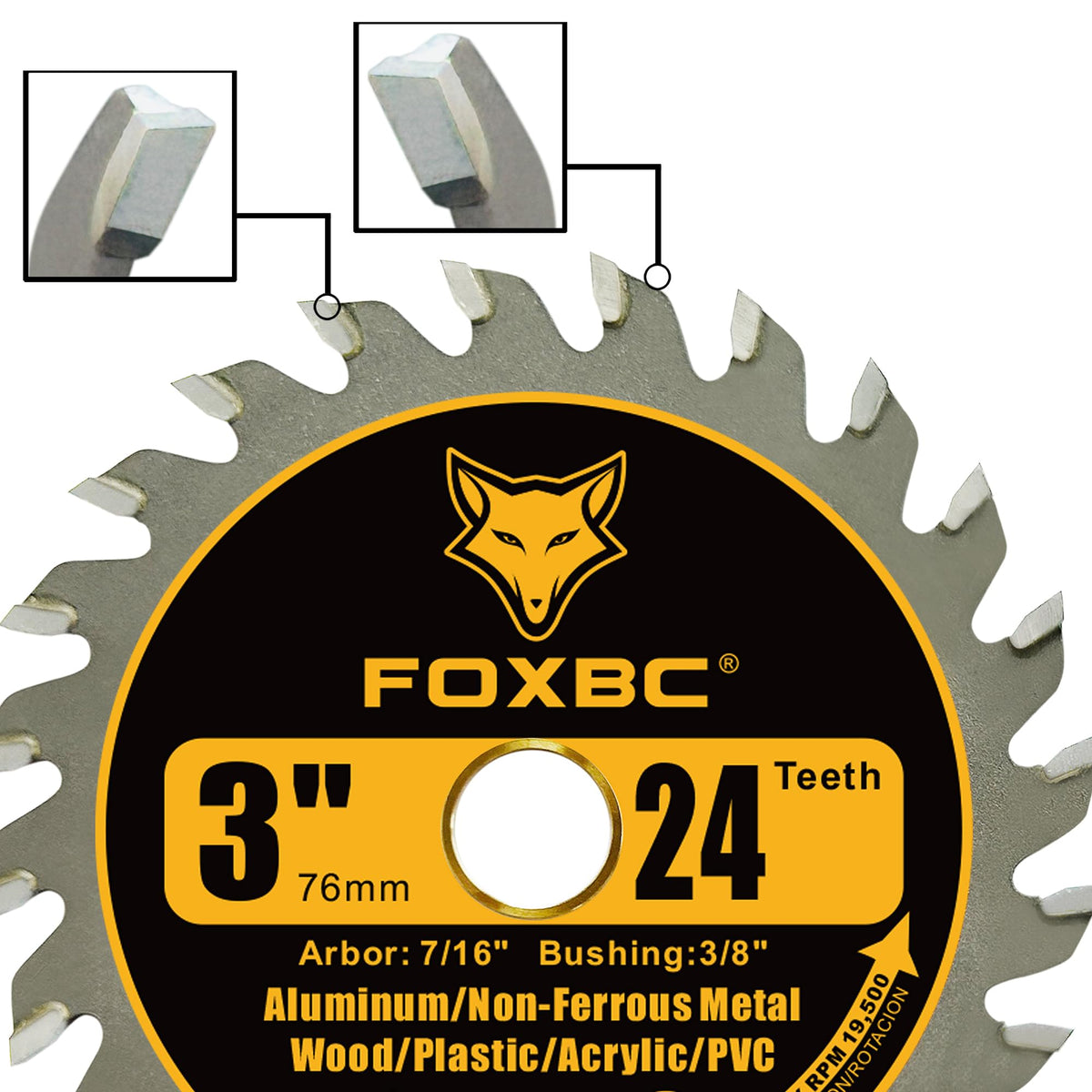 FOXBC 7-16-arbor shows compatibility with popular compact saws