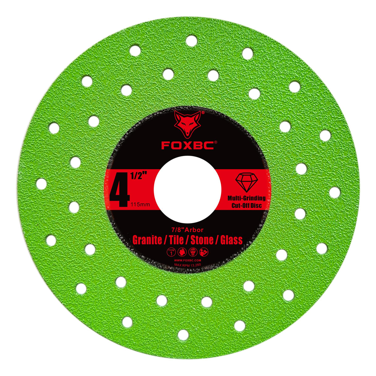 FOXBC 7-8 inch arbor diamond disc compatible with common angle grinders.