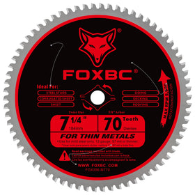 FOXBC 70-teeth blade close-up for metal cutting and precision