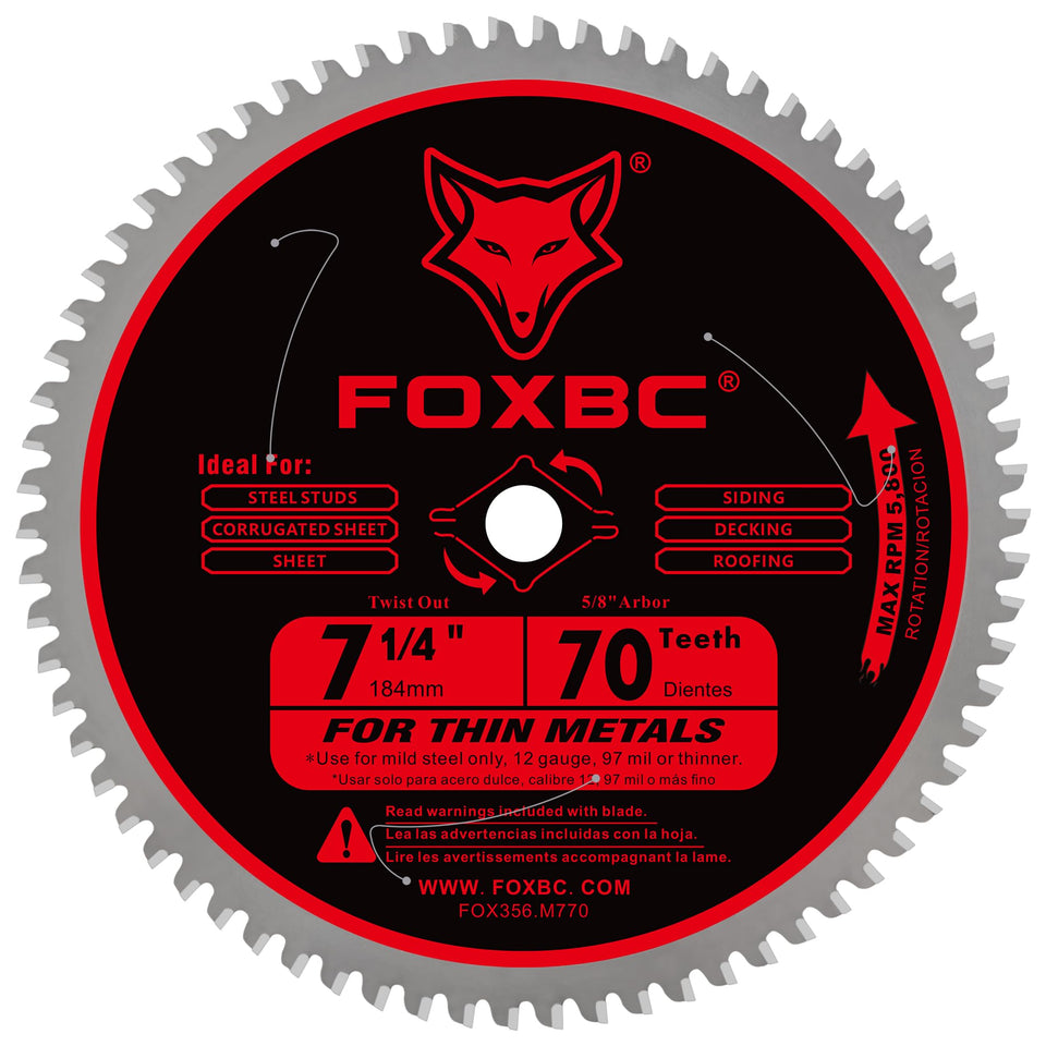FOXBC 70-teeth blade close-up for metal cutting and precision