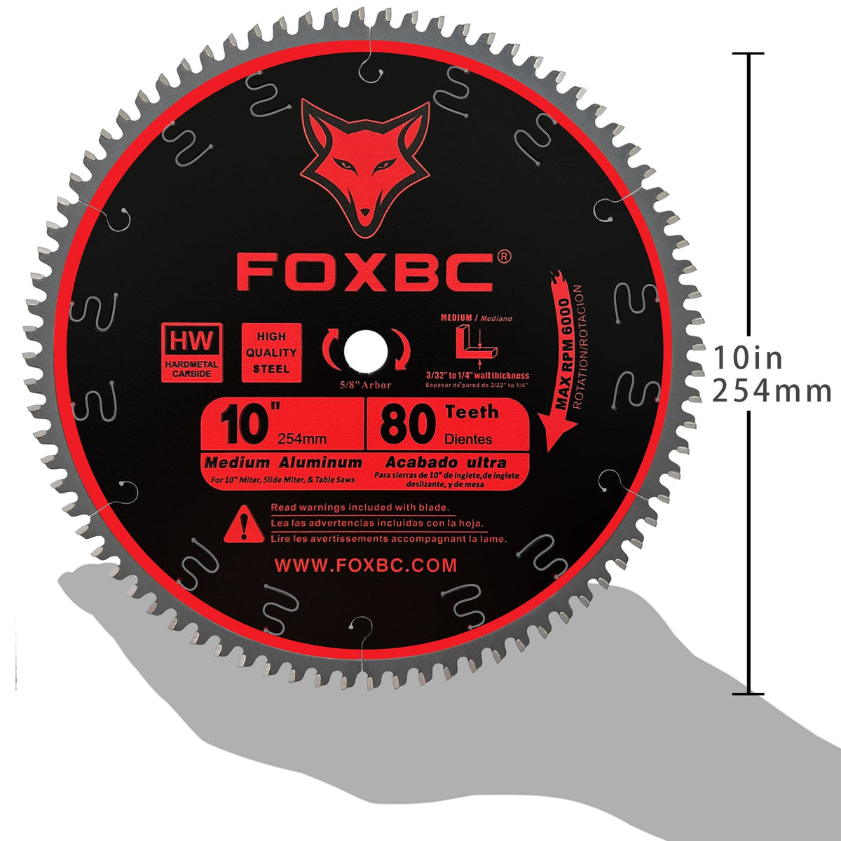 FOXBC 80-tooth geometry delivers clean cuts in aluminum and non-ferrous metals