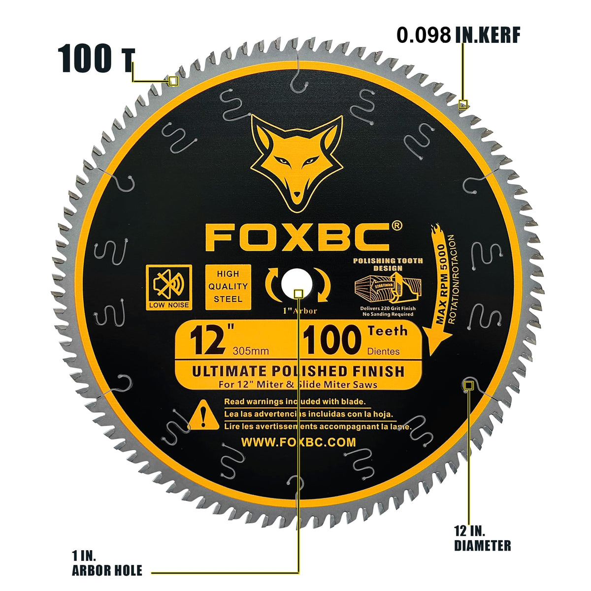 FOXBC axial shear-face blade design for clean edges in wood projects.