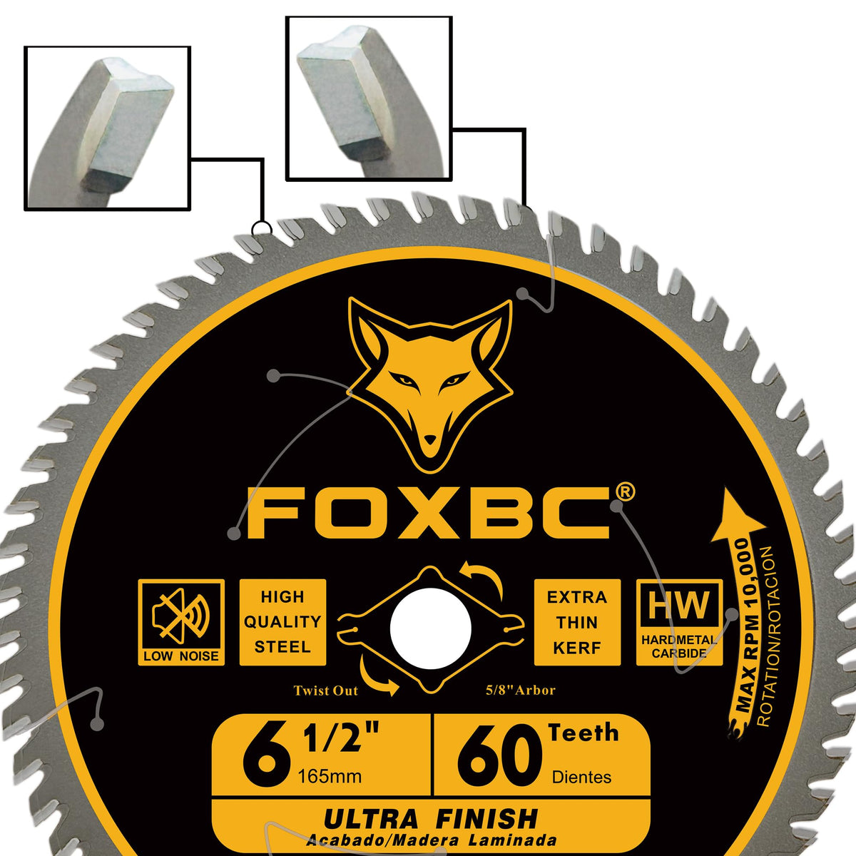 FOXBC carbide blade offers durable cutting life and cleaner surfaces