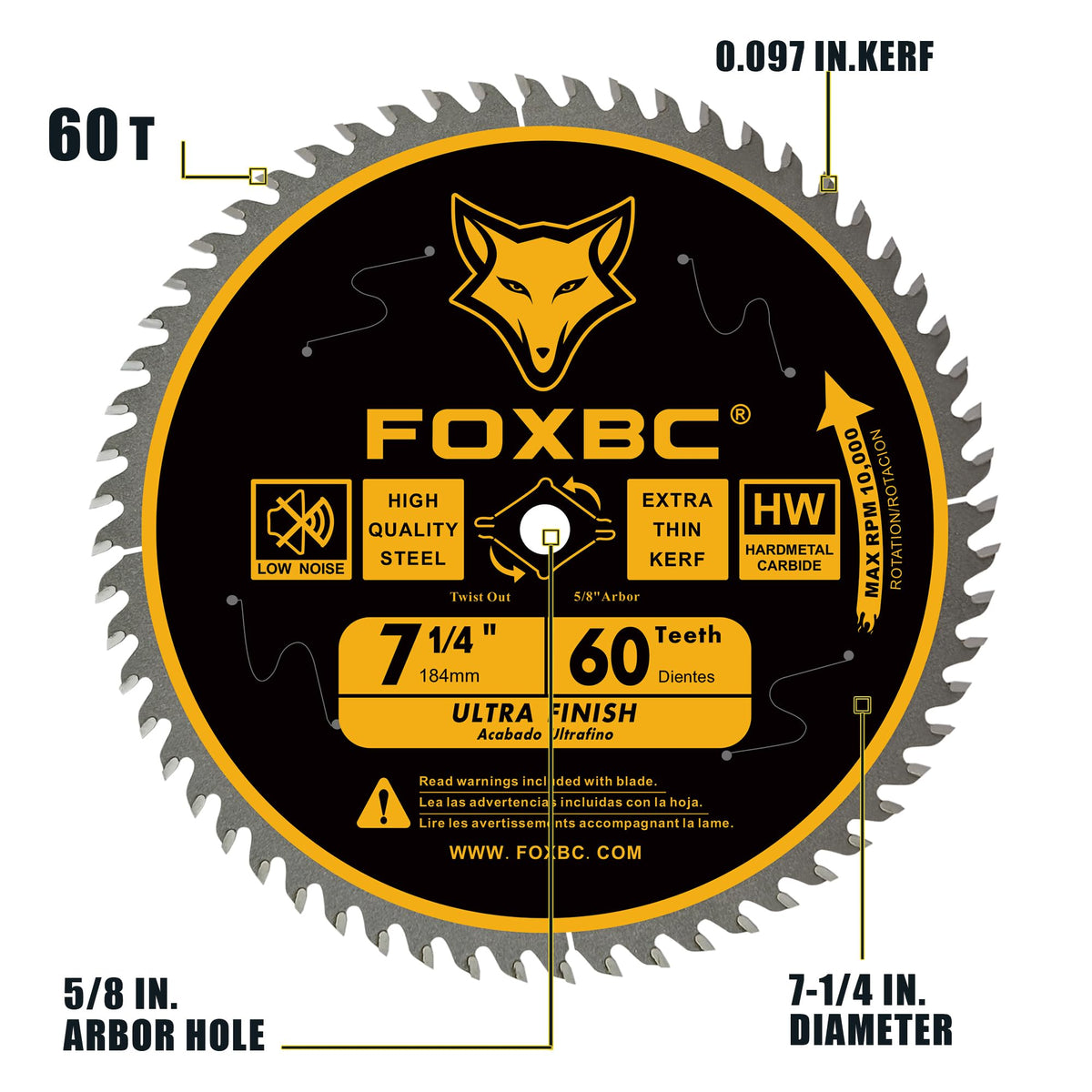 FOXBC carbide teeth closeup for durable blade life.