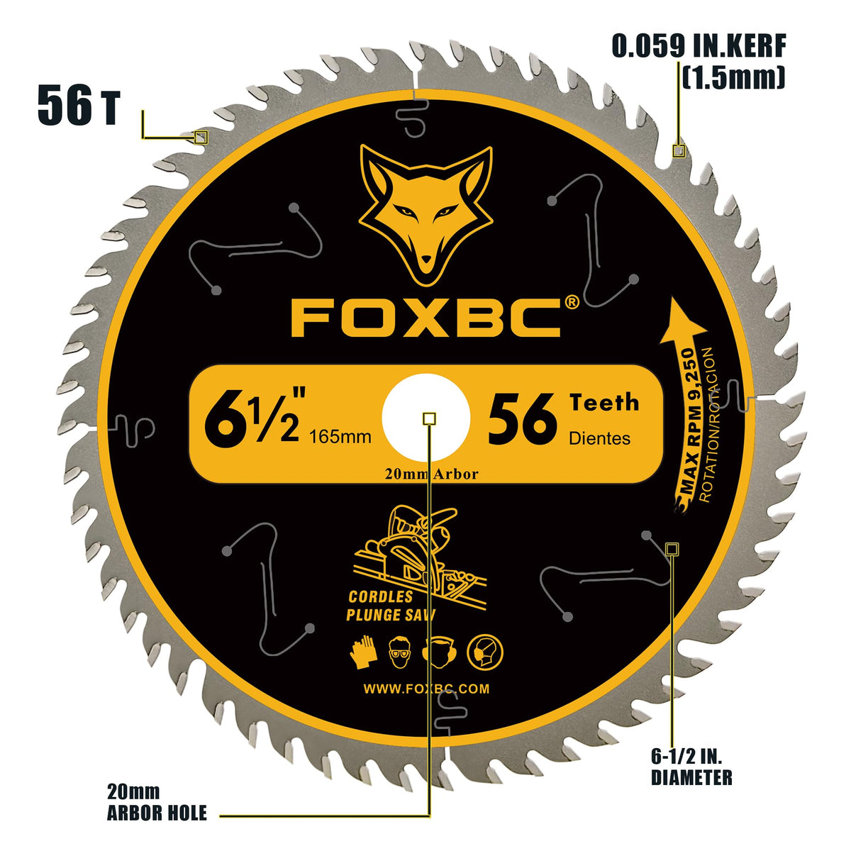 FOXBC carbide-tipped blade highlighting durable construction for long life