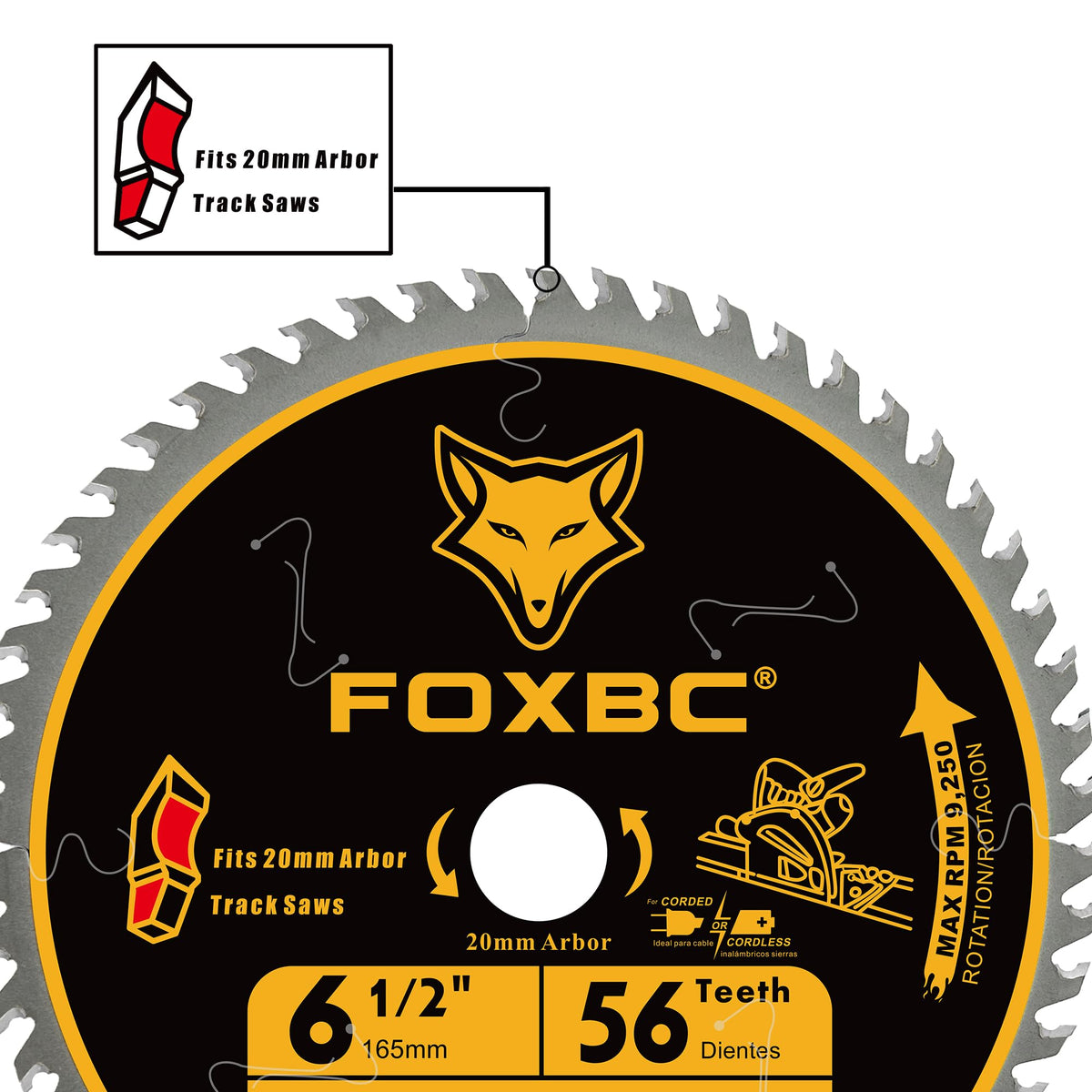 FOXBC blade features carbide tips for longer life and consistent performance