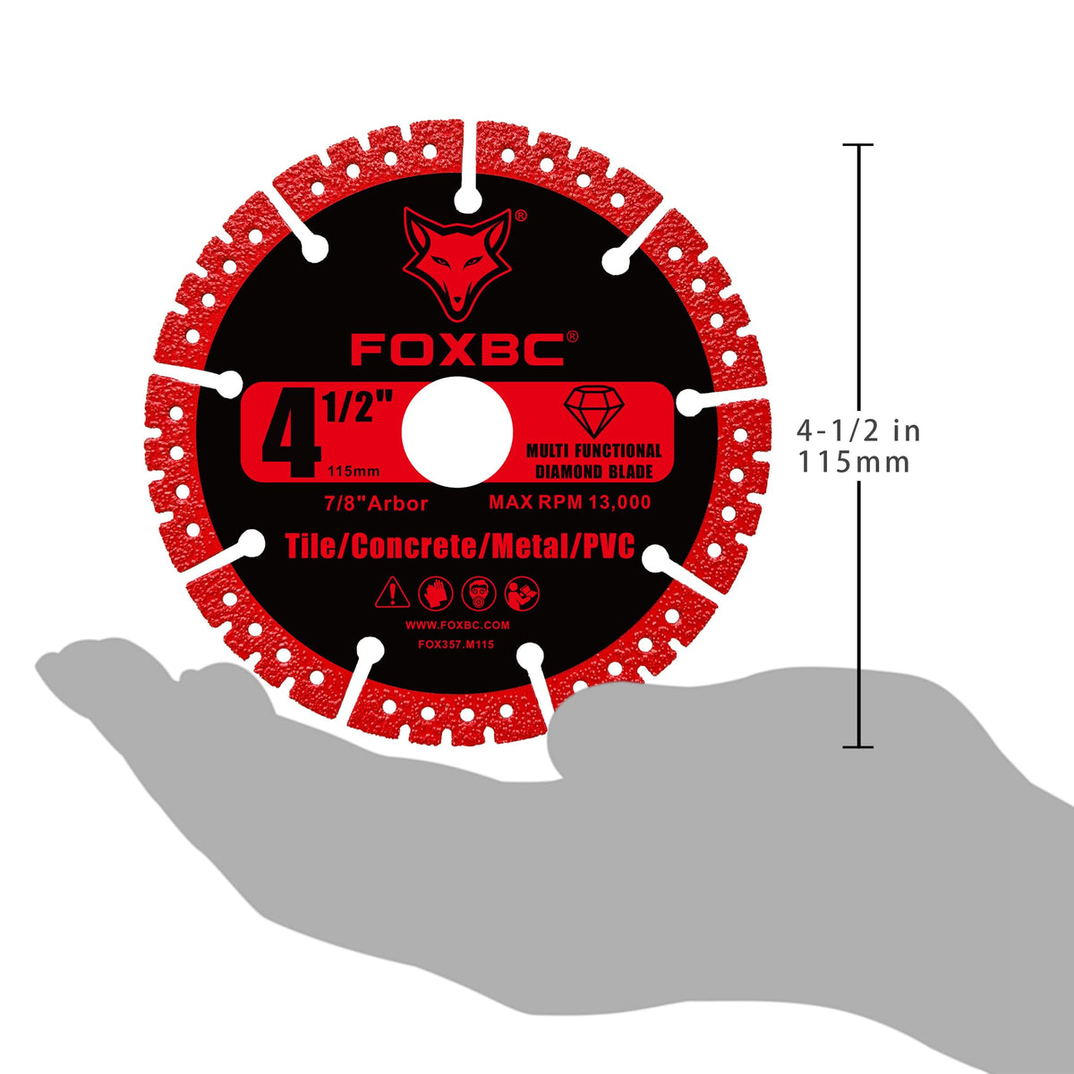 FOXBC diamond cut-off disc reduces dust and heat for dry or wet cutting.