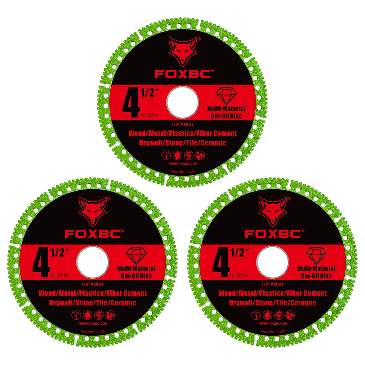 FOXBC diamond rimmed cut-off disc offers longer life and cleaner cuts on metal and stone