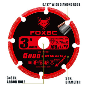 FOXBC 3in wheel for stainless steel delivers clean cuts with reduced dust during dry operation.