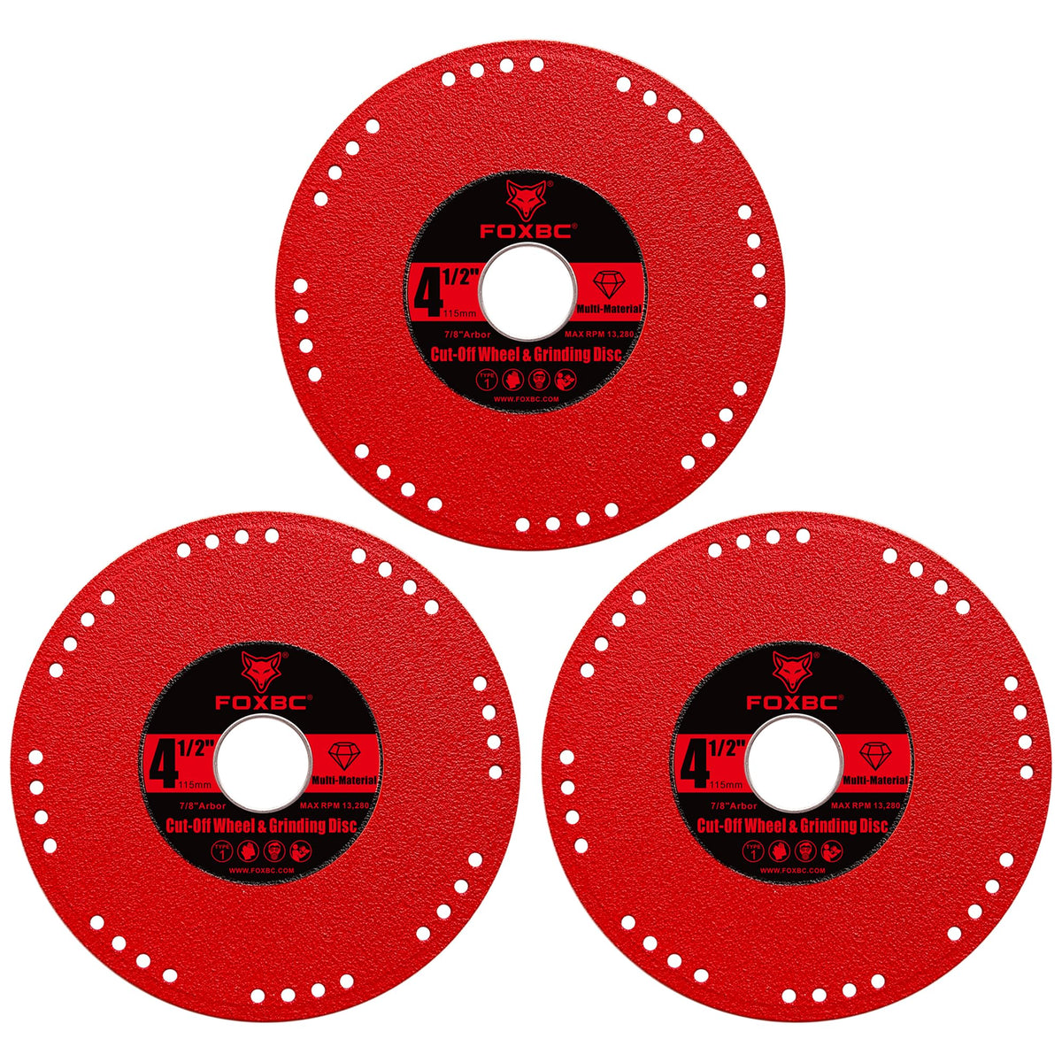 FOXBC Diamond metal cut-off wheel handles stainless steel with smooth edges
