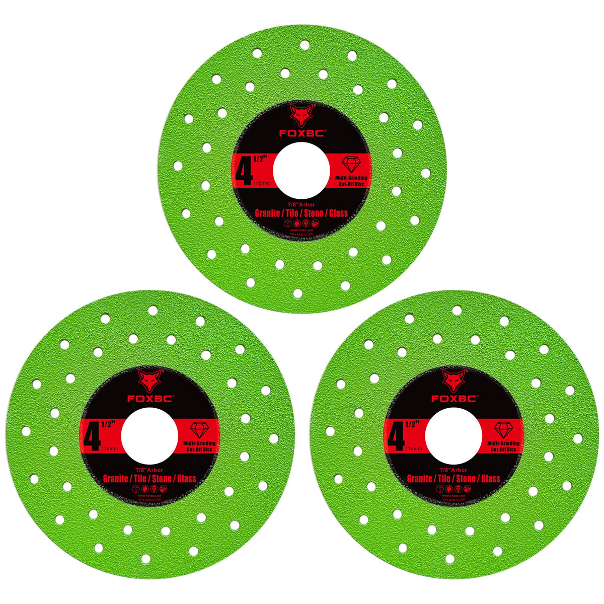 FOXBC dry-wet cut-off diamond disc for versatile preparation on porcelain, glass, and stone.