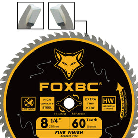 FOXBC finishing blade for hardwood, softwood, and plywood in framing projects.