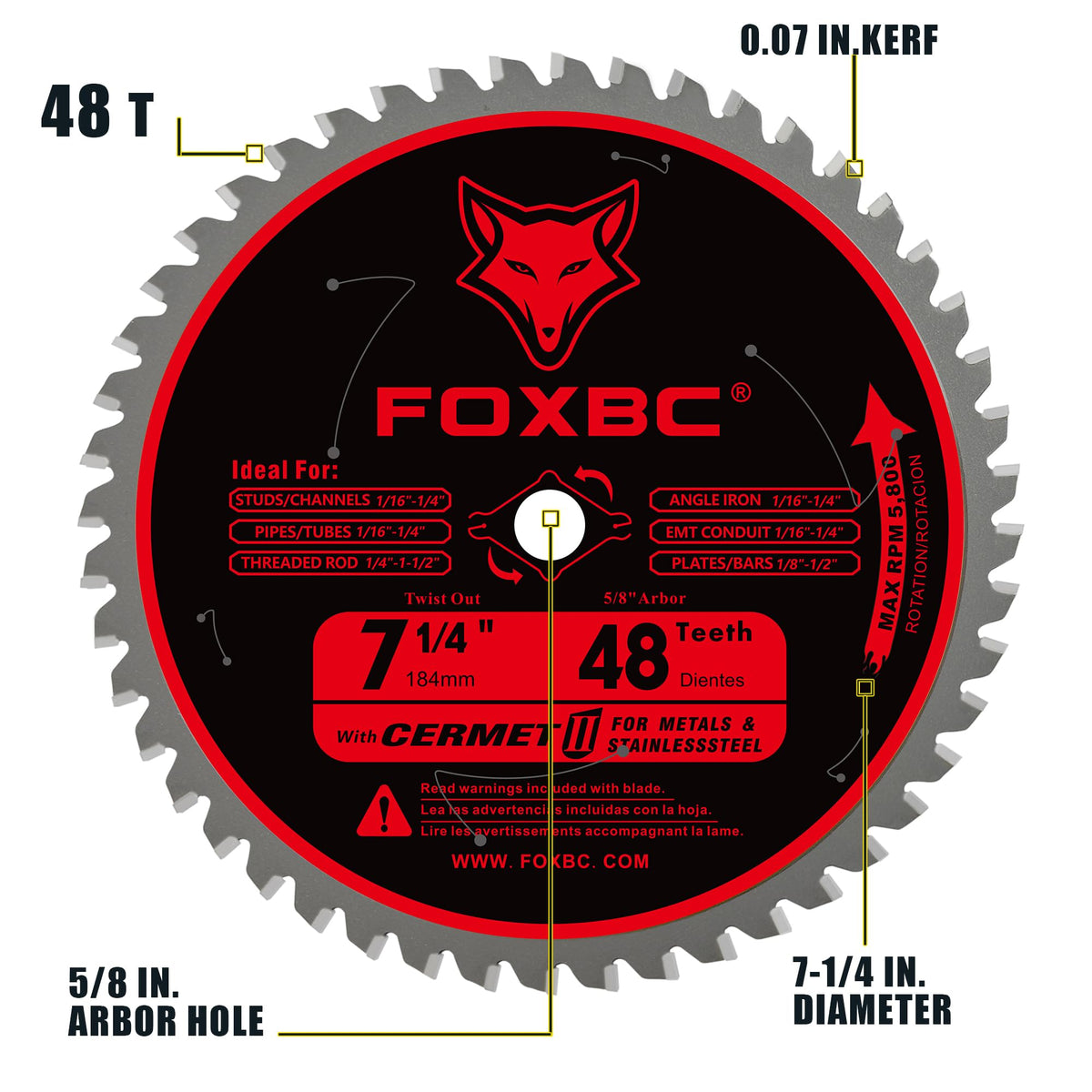 FOXBC blade ideal for steel studs and angle iron for clean metal cuts