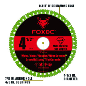 FOXBC open-slot design cut-off disc reduces noise, dust and heat during grinding sessions