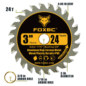 FOXBC blade cutting wood sample showing fast, precise cuts with carbide teeth