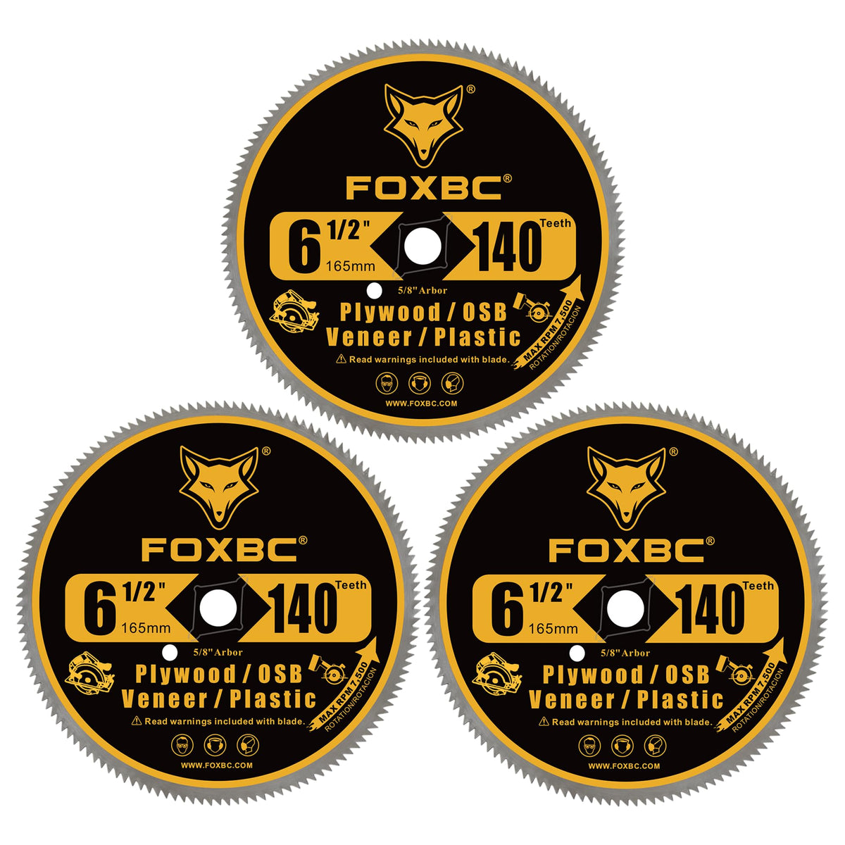 FOXBC six-and-a-half-inch 140-tooth blade for plywood delivers smooth, splinter-free cuts.