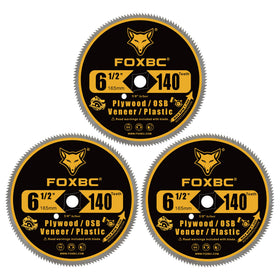 FOXBC six-and-a-half-inch 140-tooth blade for plywood delivers smooth, splinter-free cuts.