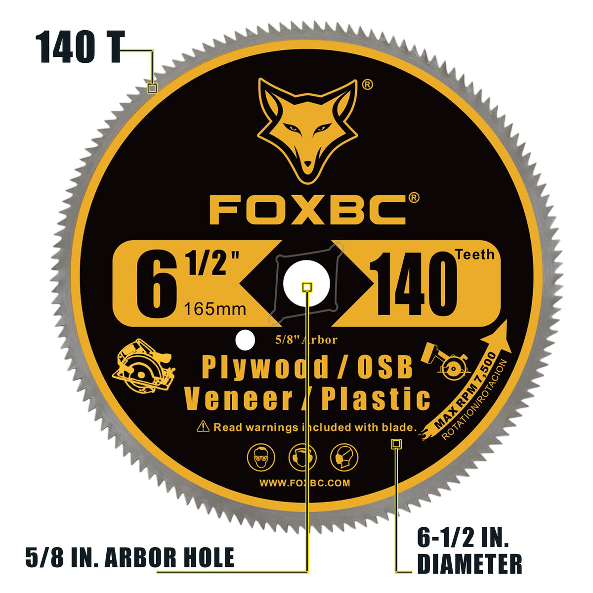 FOXBC thin-kerf blade reduces waste for fast plywood and veneer cross-cuts.