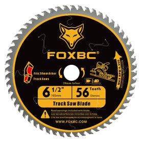 FOXBC track saw blade 165mm with 56T and 20mm arbor for precise wood cuts