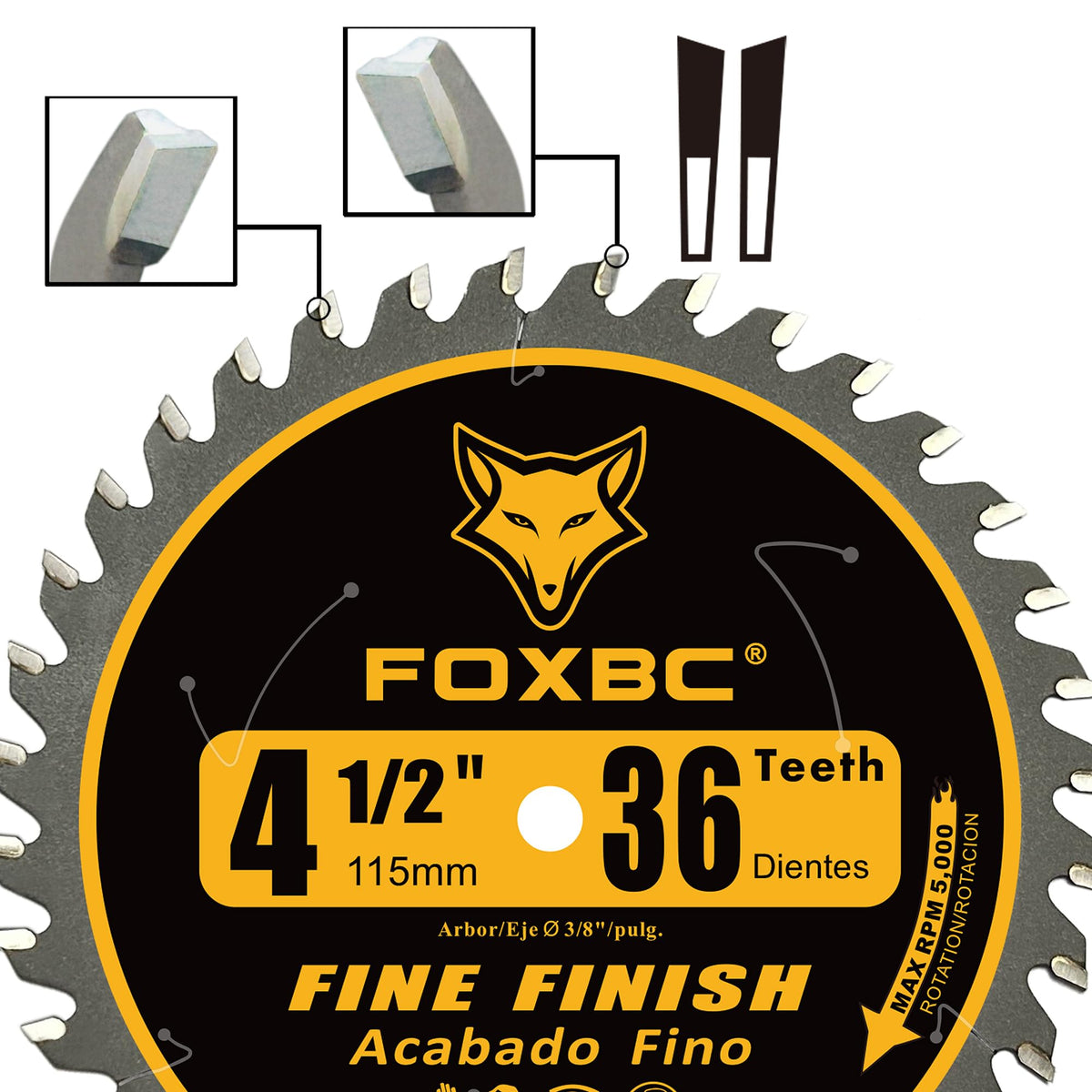 FOXBC trim blade in action delivering smooth finish cuts through wood.