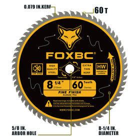 FOXBC ultra-thin kerf blade with 0.079 inch kerf enables faster material removal.
