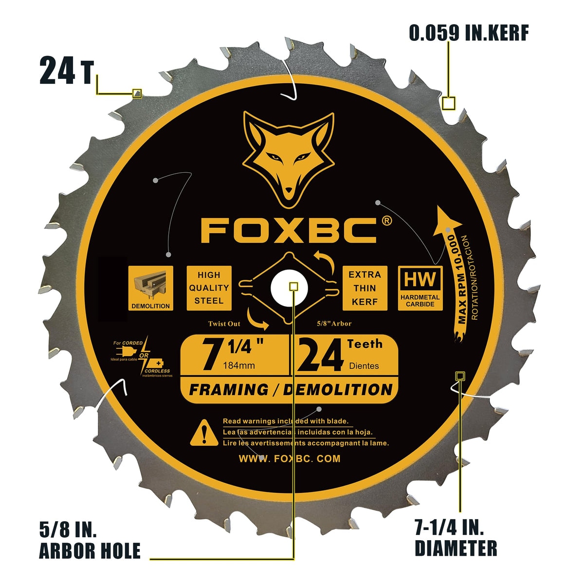 FOXBC blades in wood-cutting action with clean results.