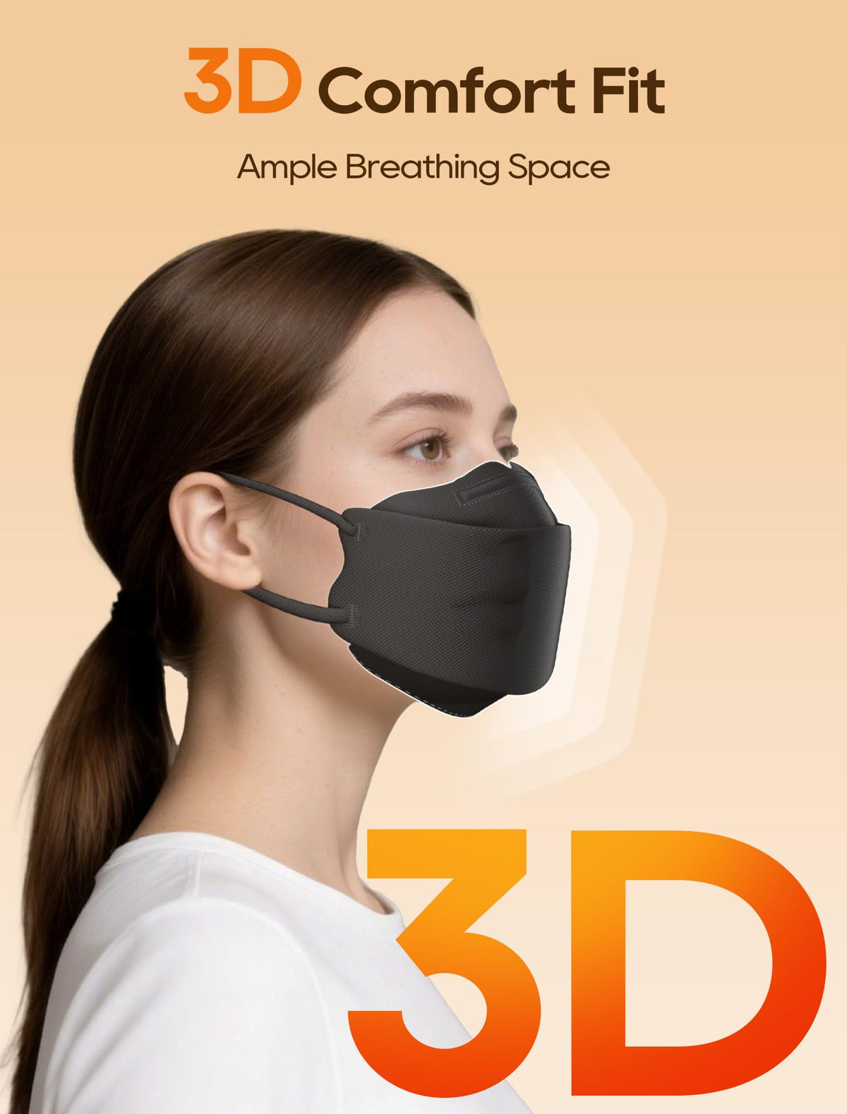 FOXFUN KN95 mask with comfortable ear loops for long wear.